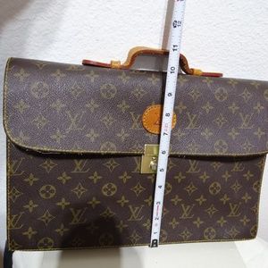 LOUIS VUITTON Monogram Canvas Brown Document Briefcase Bag Vintage - S